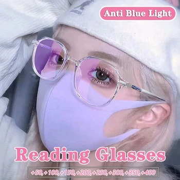 Moda Obravnavi Očala Ženske Poligon Okvir Okvir Anti-Modra Svetloba Presbyopia Očala z Razred óculos De Leitura +50 Do +400