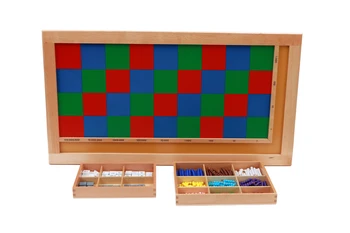 Montessori Naboja Odbor Nabor Lesa Checker Tabela w/ Število Uganke in Biseri Polje Učnih Virov Izobraževalne Opreme