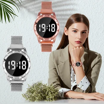 montre dame 2020 Priložnostne Krog LED Zaslon na Dotik Ženske In Dekleta Modni Trend Elektronski Watch Magnetite Dame Watch orologio