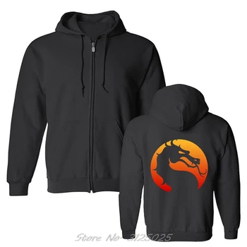 Mortal Kombat Logotip Hoodie Priljubljena Spopadov Igra, ki so Hoody Moški Bombaž Novost Hoodies Pomlad Jesen Runo Zadrgo Majica