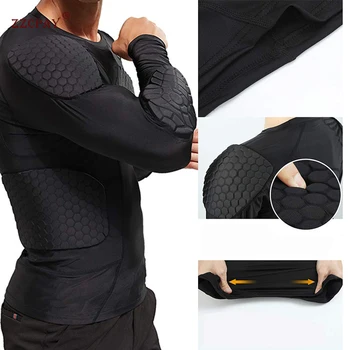 Moška Majica Compression Majica Rebra prsnega Koša Zaščitnik Košarka Nogomet Zaščitna Oprema Usposabljanje Žogo Obleko z Dolgimi rokavi