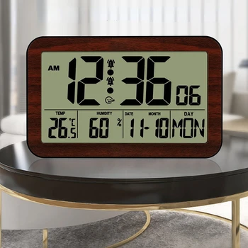 Multifunkcijski Digitalni Vremenske Postaje Termometer Notranji Senzor Velik LCD Zaslon Higrometer Temperature Merilnik Stenska Ura