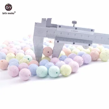Naj Baby Teether Klopotec 100PC 15 mm Silikonski Sezamovo Candy Barve, Okrogle Kroglice zdravstvene Nege Ogrlica Žvečljive Silikonske Kroglice