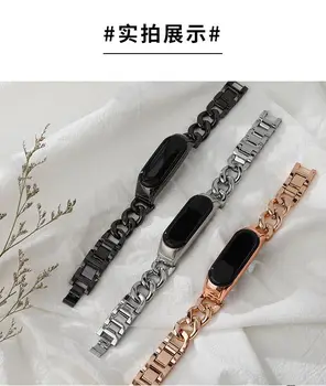 Najnovejši kavboj kovinski watchband Za Xiaomi MiBand 6 Trak iz Nerjavnega Jekla Za Moj band 5 Manšeta Mi Band 4 3