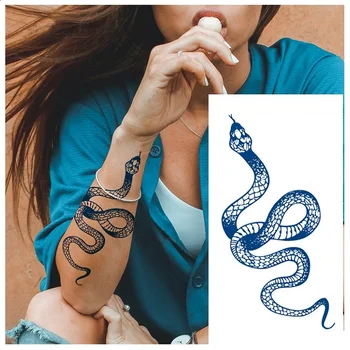 Nepremočljiva Kača Tattoo Nalepke Začasno Trajen Sok Črnilo Ponaredek Scorpion Loong Zmaj Ponaredek Kul Tatoo Za Moške Body Art Črna