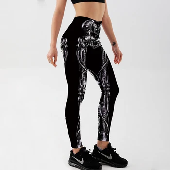 Nov prihod dokolenke za ženske Slim moda Mehanske Kosti Black Dokolenke digital print lobanje dokolenke VROČE