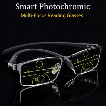 Nove Pametne Photochromic Multi-Focus Obravnavi Očala Moških Daleč in blizu dvojno rabo Anti Blue Ray Večfunkcijsko Presbyopia Očala