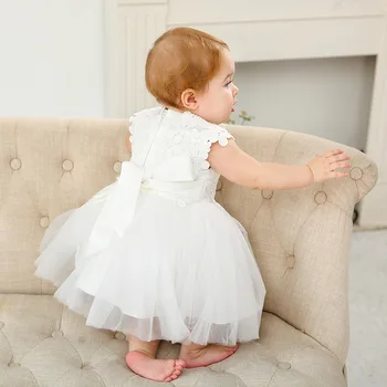 Novorojenček 12 Mesecev 2 Leti Baby Dekleta Dojenčkov 1. Rojstni dan Obleko Belo Roza Malo Dekleta Poročno Obleko Malčka Princesa Obleke