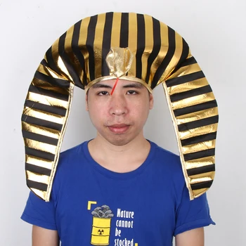 Novost Moških Egipt Egiptovski Faraon Kralj Klobuk Zlato Črne Trakove Kača Naglavni Del Kostum Stranka Rekviziti Darilo