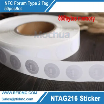 Ntag216 Bela NFC Nalepke Oznako Protokol ISO14443A 888 Bajtov 25 mm Premer Za Vse NFC Telefoni
