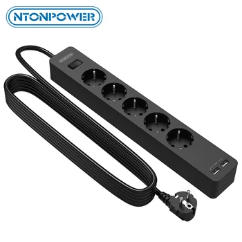 NTONPOWER Stenske USB Power Trak Z Podaljšek Prenapetostna Zaščita Električne Vtičnice EU Plug za Domače Omrežje Filter