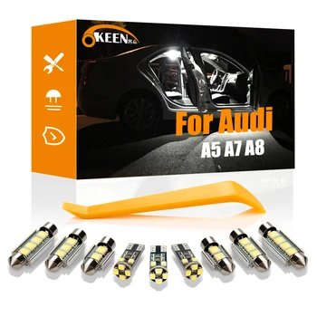 OKEEN Za Audi A5 S5 RS5 B8, 8T A7 S7 RS7 4G A8 S8 D2 D3 4D LED Notranja Osvetlitev Zemljevid Dome Trunk Žarnice registrske Tablice Lahka Kit