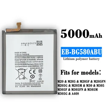 Originalni EB-BG580ABU Baterija Za Samsung Galaxy M20 M30 M205 M205F M205FN M305 SM-M205F A40S 5000mAh Zamenjava Baterije Telefona