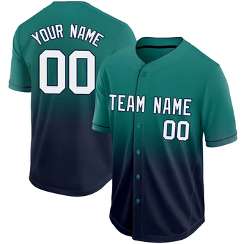 Po Meri Baseball Majica Kratek Rokav Jopico Softball Športno Majico Jersey Gradient Barvni Tisk Design Team Name/Število Unisex