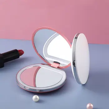 Prenosni Mini Ličila Ogledalo Kompakten Žep USB Obdavčljivi Dve Strani Zložljiva Ličila Ogledalo Z LED Luči Kozmetično Ogledalo Za Darilo