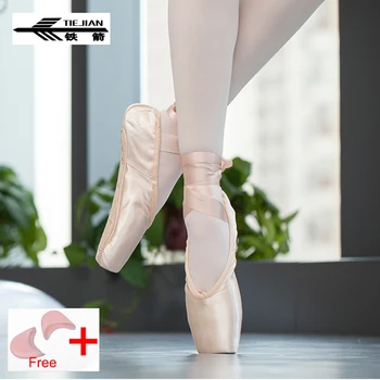 Profesionalne Baletne Pointe Čevlji Platno, Saten, Roza, Črna, Rdeča Balerina Čevlji Za Ples Delovanje Z Balet Toe Pad