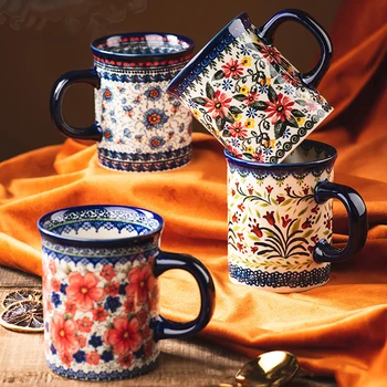 Prvotni Cvetovi Kave Vrč Kawaii Lepa Mleko, Čaj, Muesli Porcelana Zajtrk Skodelice 400ml Keramične Skodelice Kreativno Darilo za Prijatelja