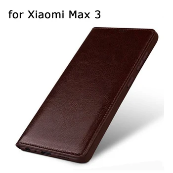 Prvotni Načrt Moda Flip Primeru za Xiaomi MI Max 3 Pravega Usnja, Ročno izdelan Telefon Lupini Kritje za Xiaomi Max 3 Max3 Stojalo Vrečko
