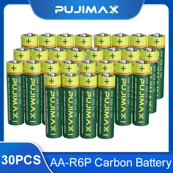 PUJIMAX 30PCS 1,5 V R6P Baterije AA Velikost Ogljika-Cink Originalni Potrošni Suha Baterija Za Digitalni Termometer Svetilka Otroci Igrače
