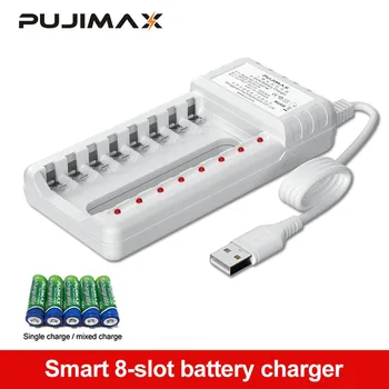 PUJIMAX Baterija, Polnilnik, USB Izhod 8 Reže za Hitro Polnjenje kratkostična Zaščita, primerna za AAA/AA Baterije Orodja