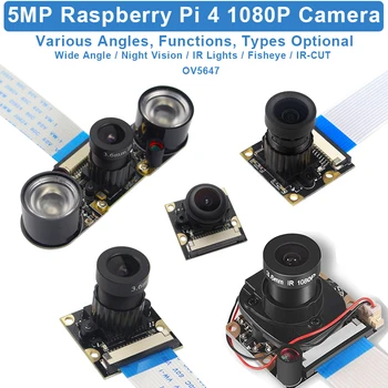Raspberry Pi 5MP Kamero OV5647 1080P Neobvezno širokokotni Night Vision IR-CUT Fisheye Webcam za Raspberry Pi 4 Model B 3B Plus