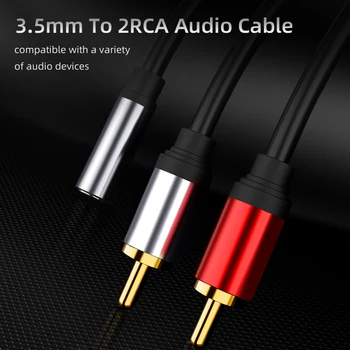 RCA Avdio Kabel 3,5 mm Jack Moški 2RCA Priključek Audio Adaptator Aux Cabo Za iPhone Edifer za Domači Kino DVD, VCD Slušalke