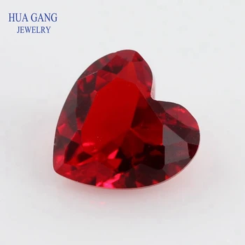 Rdeča Barva Srce Oblika Princesa Cut Svoboden Steklene Kroglice Sintetičnih Gems Za Nakit, Velikosti 3 x 3~15x15mm Brezplačna Dostava