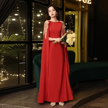 Rdeče Večerne Obleke Dolgo 2022 Ženske Poroko Gost Halje Elegantno Preprost Luksuzni A-Line Tla-lengh Formalnih Obleke