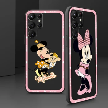 Roza Minnie Mouse Umetnosti Primeru Telefon Za Samsung Galaxy S21 S22 S20 FE S10 Opomba 20 Lite Plus Ultra 5G Armour Tekoče Vrv Pokrov