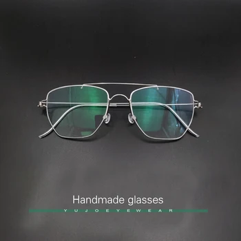 Ročno dvojno most eyeglass kvadratnih recept proti kratkovidno ogledalo očala Super Klasični Slog/Velika oblikovalska