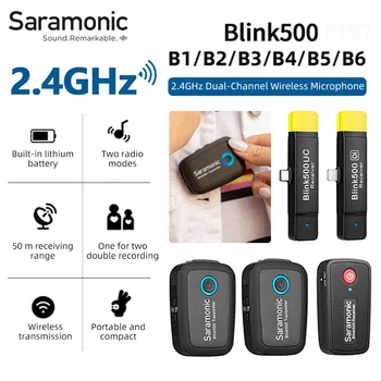 Saramonic Blink500 Kondenzatorja Brezžični Lavalier Mikrofon za Pametni telefon PC DSLR iPhone in Android Fotoaparata Pretakanje River Mic B1-B6