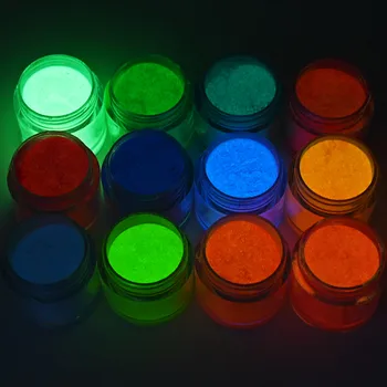 SOFE JE 12Colors Sijoča, Akril, Pigment v Prahu Žareti v Temno Prahu Noč ,Fluorescentno Barvilo za Prah Nail Art (10 G=1JAR)