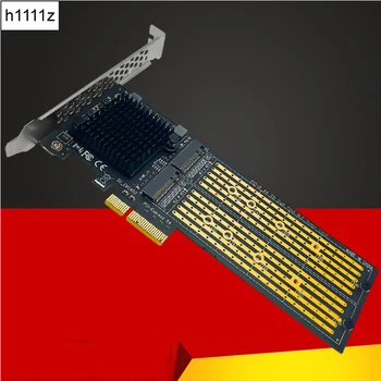 Split-brezplačno 2Port M2 NVME PCIE Adapter za NVMe SSD M, Tipke B&M Ključ za kartico PCI Express X4 Širitev Kartico Riser z Low Profile Bracket