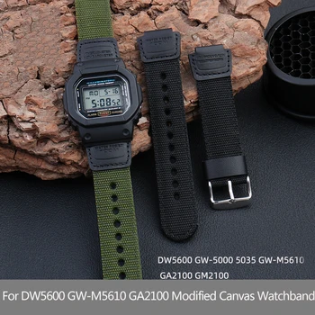 Spremenjeno Najlon Platno Watchband Za Casio DW5600 GW-5000 5035 GW-M5610 GA2100 GA2110 GM2100 Watch Zapestnica Trak 16 MM Moški Ženske