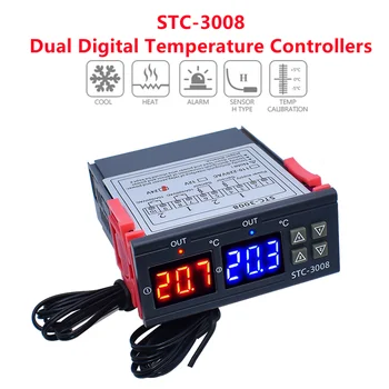 STC-3008 Dvojni Digitalni Temperaturni Regulator Dveh Rele Izhod 12V 24V 220V Thermoregulator Termostat Grelnik, Hladilnik S Sondo