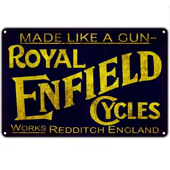 Stene Prijavite Royal Enfield Ciklov Narejen Kot Pištolo Redditch Angliji Vintage Retro Kovinski Decor Art Shop Aluminija 12