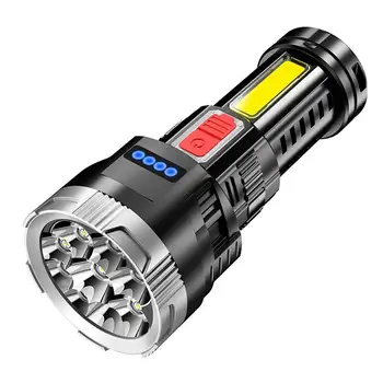 Super Svetla Led Taktično Svetilko USB Akumulatorska Večfunkcijska Močan Flash Svetilka Visoke Moči COB Prenosni Kamp Svetilka
