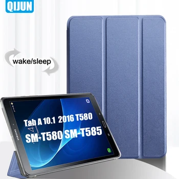 Tablični primeru za Samsung Galaxy SM-T580 SM-T585 Smart spanja zbudi Tri-krat Polni Zaščitni pokrovček stojalo Tab 10.1