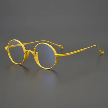 Titana Očal Okvir Moški Ženske Letnik Majhne Okrogle Eyeglass Moški Retro Optični Kratkovidnost Očala Okvirji Zlata Očala Oculos