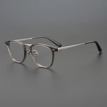 Titanove Zlitine Moških Kvadratni Okvir Očal Acetat Poslovnih Očala Očala Proti Modra Svetloba Recept Optične Leče