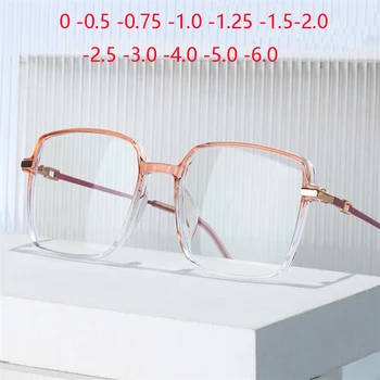 Ultra-lahka, Veliko Kvadratni Okvir Očal S Stopnjo Retro TR90 Študent Unisex Kratkovidan Očala Dioptrije 0 -0.5 -0.75, Da -6.0