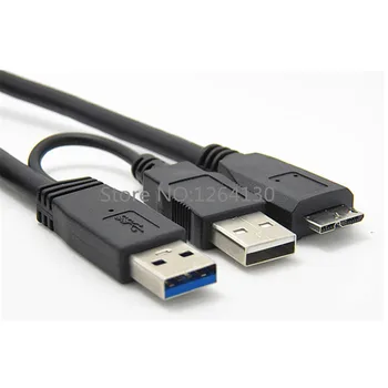 USB 3.0 Dvojno Moč Obliko Y 2 X Tip A na Mikro B Super Hitrost Kabel Zunanje Trde Diske Razširitev Žico Priključek