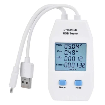 USB Tester, ENOTA LCD USB Tester Detektor Voltmeter Ampermeter Digitalni Moč Zmogljivost Tester Meter(UT658 Dvojno)
