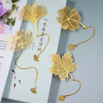 Ustvarjalne Klasične Votle Kovinske Zaznamek Starinsko Maple Leaf Cvet Zaznamek Kitajski Slog Tassel Zaznamek Študent Izvrstno Darilo