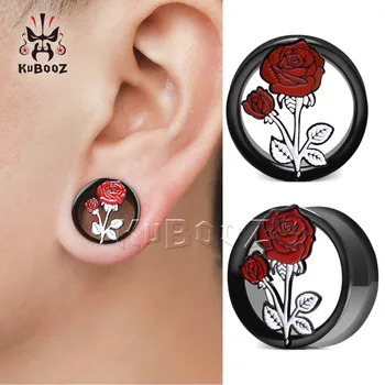 Veleprodajne Cene iz Nerjavečega Jekla Rose Ear Piercing Predorih Svečke Merilniki Uhani Nakit Telo Ekspanderji Nosila 28PCS
