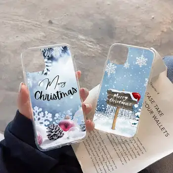 vesel božič snežinka pozimi novo leto, darila Telefon Primeru Pregleden mehko Za iphone 11 12 13 14 x xs xr pro max mini plus