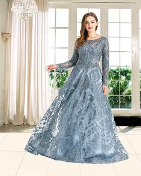 Večerne Obleke Modre Dolg Luksuzni 2021 Dubaj Bleščica Za Ženske, Zabavo, Poroko, Maturantski ples HO1066