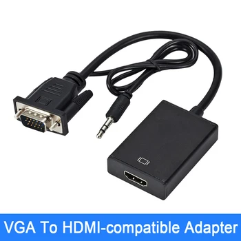 VGA HDMI je združljiv Adapter Moški-Ženska Pretvornik Digitalni Analogni Video Z 3,5 mm Avdio Izhod za PC HDTV Projektor