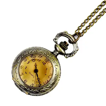 Vintage, ki je Vgravirana arabsko Številko Quartz žepna ura z Verigo Darilo za Rojstni dan