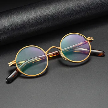 Vintage Titanove Zlitine Okvir Očal Moških Majhne Okrogle Obravnavi Očala Optični Recept Očala Ženske Luksuzne Blagovne Znamke Očala